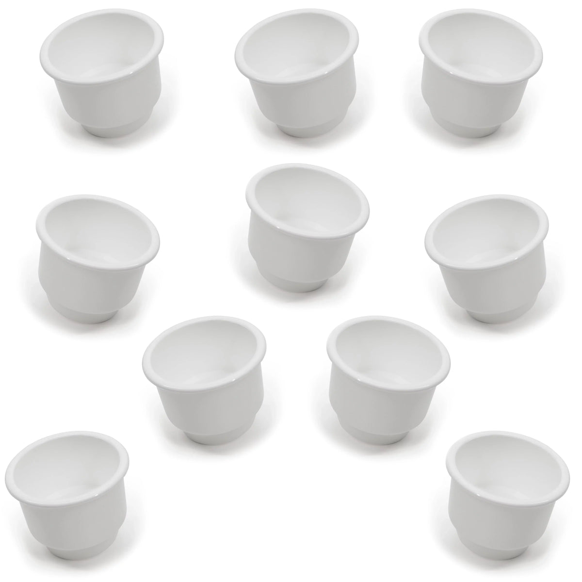 & 4-1/8 Inch O.D.. Red Hound Auto 10 Cup Holders Plastic Pocket Recessed Insert Universal with Drain for craft RV Car Truck Marine Pontoon Motorhome Camper Drop In White 3-1/2 Inch I.D