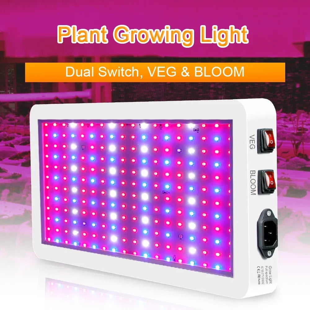 2000W Full Spectrum LED Grow Light with 312 LEDs - Indoor Plant Growing Lamp with Veg/Bloom Switch, IP65 Waterproof, Ideal for Seedlings, Flowers, Greenhouse