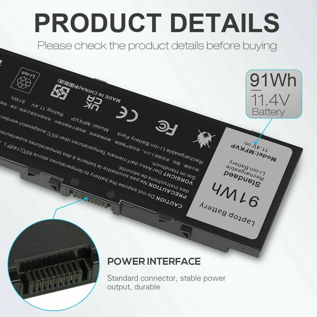Battery MFKVP For  Precision 15 7510 7520 7710 7720 M7510 M7710 TWCPG 0FNY7