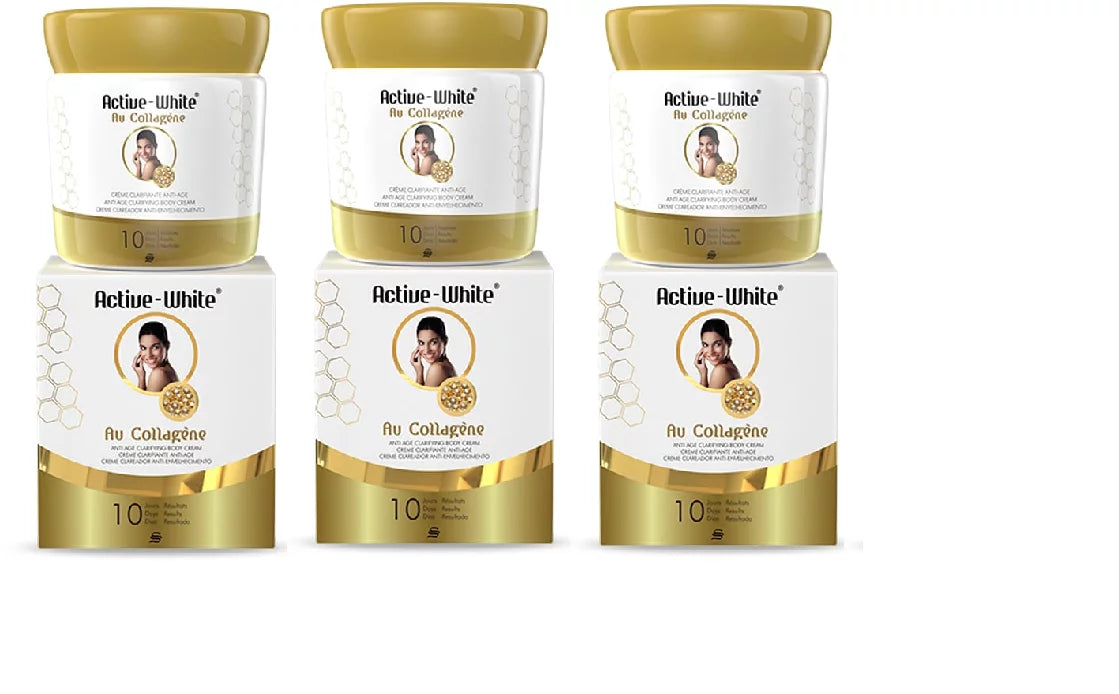 120ML. ACTIVE WHITE ANTI AGE CLARIFYING BODY CREAM WITH COLLAGEN LOT OF 3