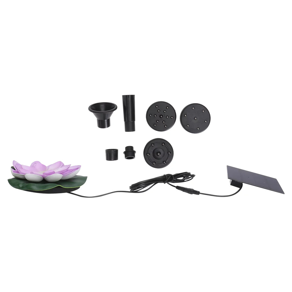 Gongxipen 1 Set Lotus Solar Fountain Outdoor Waterscape Fountain Pond Floating Fountain