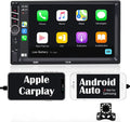 Binize 7 inch Car Stereo Radio appropriate with Carplay Android Auto Double Din Touchscreen Bluetooth Head Unit/MP5 Player/FM/AM,Support Reversing Image Input/Steering Wheel Control/USB/Remote