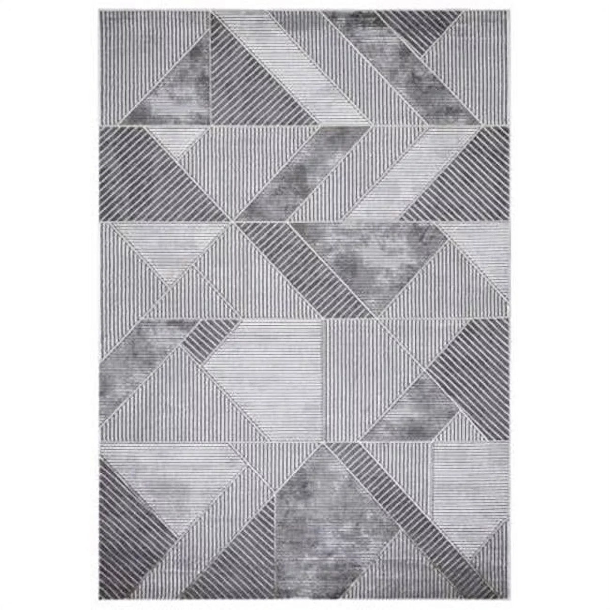 Brighton Madison Geometric Rectangle Area Rug, Gray. Concord Global Trading 80354 3 x 5 ft