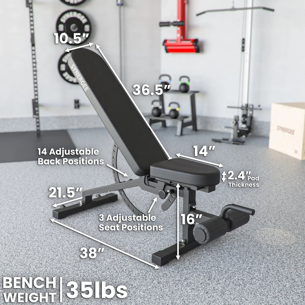 top-notch for Commercial, Garage and Home Gym.. Weight Bench for Dumbbell & Barbell Press Exercises & Workouts. Synergee Adjustable Incline Decline Workout Bench