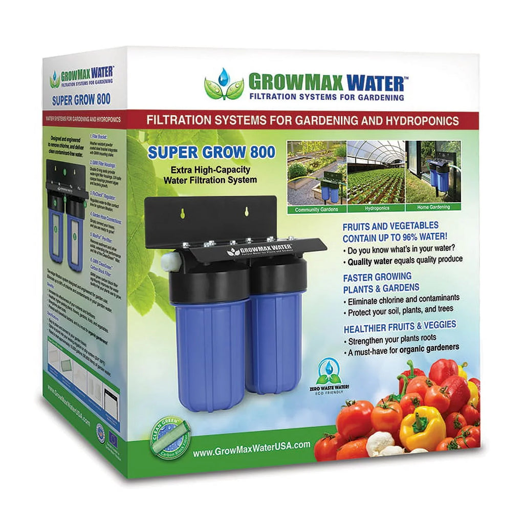 GrowMax SUPER GROW 800 - High-Capacity Garden liquid Filtration System - Eliminate up to 99% of Chlorine and Contaminants (15,000 gallons / 56,850 liters)