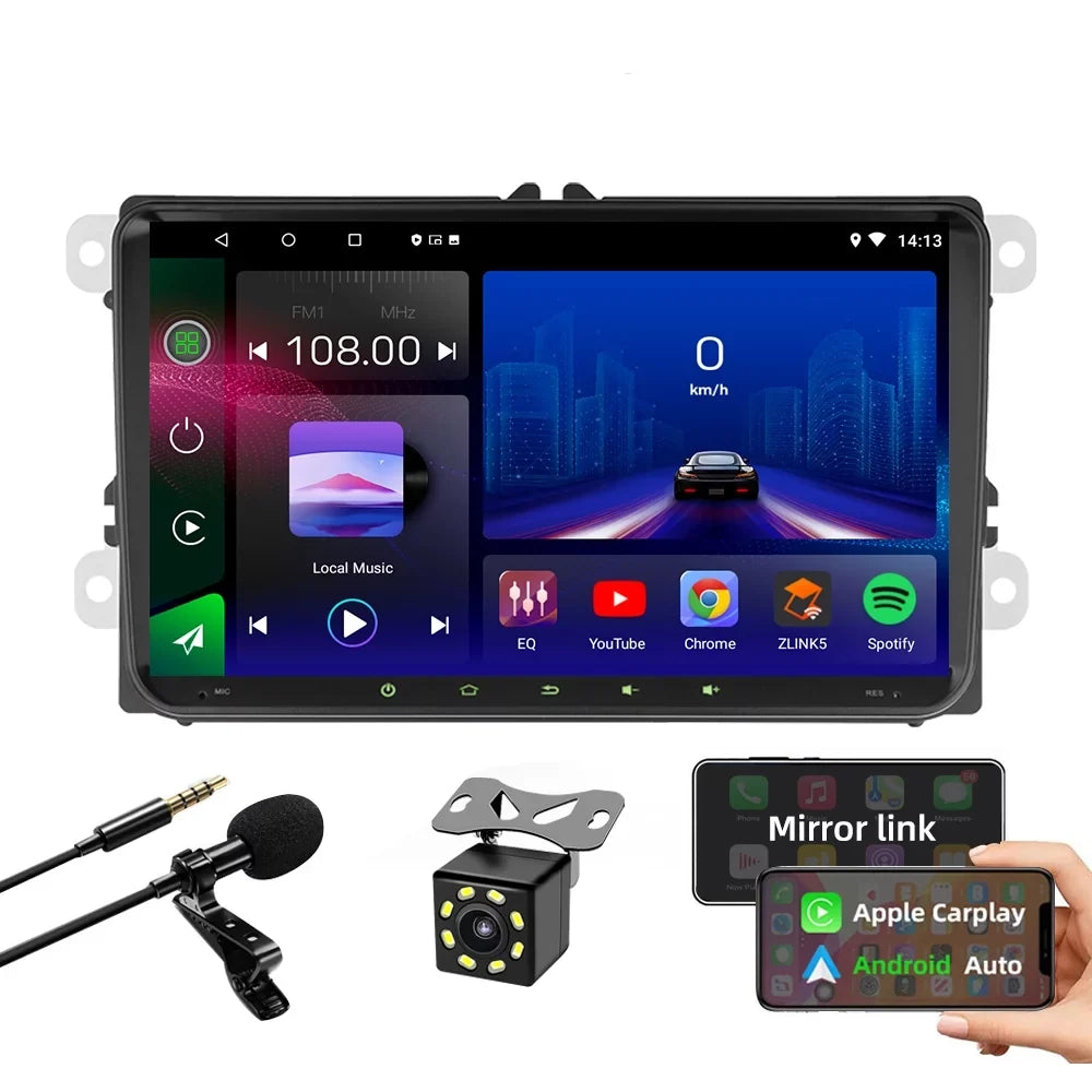 JMANCE 9 inch Android Car GPS Navigation for VW Volkswagen Golf Polo Tiguan Passat Jetta with  Carplay Android Auto BT WiFi RDS DSP FM with Backup Camera