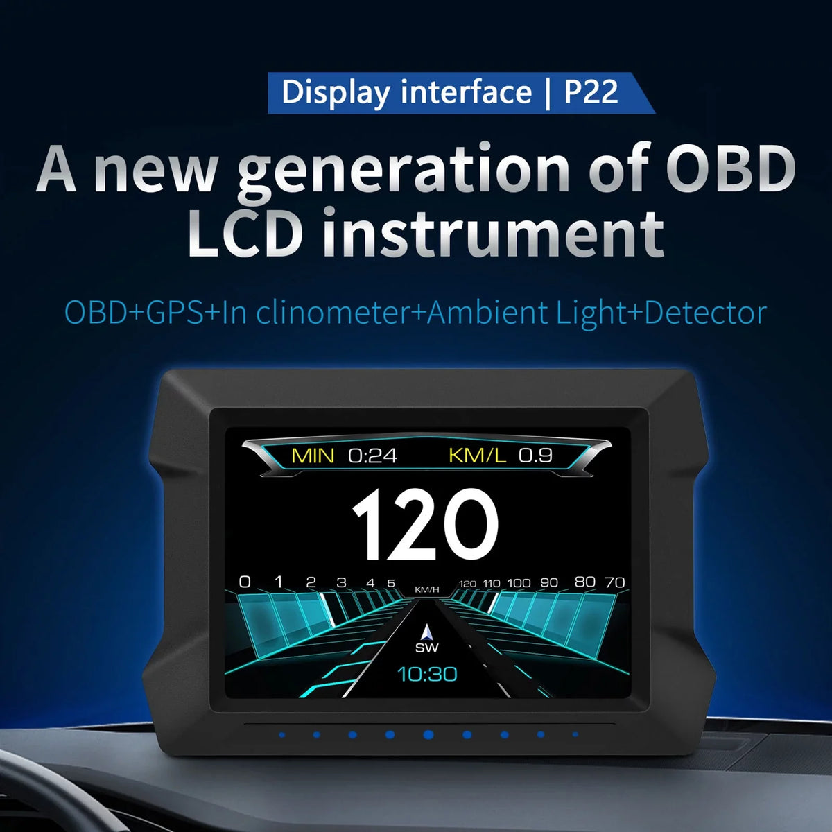 Arealer Multi-Functions Trip Computer P22 Universal Car HUD Car Gauge, OBDⅡ Diagnostic and Slope Meter Digital Speedometer Driving Computer Overspeed for All Vehicles