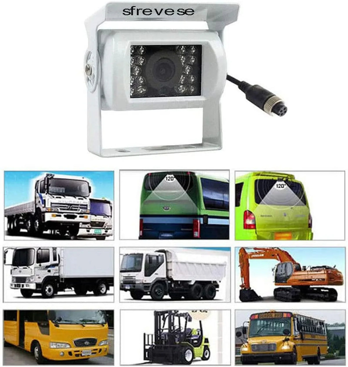 4Pin Car Vehicle Backup Rear View Reversing Parking Night Vision Camera for Truck Lorry Pickup Bus Vehicle Motorhome