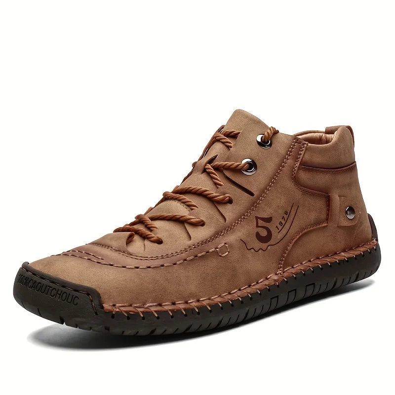 KINODAY Synthetic Leather Hand-stitching Ankle Boots  Breathable Anti-slip Lace-up Walking Shoes For Outdoor  Spring Summer And Autumn