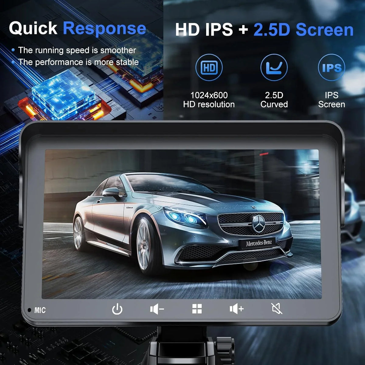 7" HD Double Din Car Stereo, Portable Wireless  Carplay & Android Auto with Backup Camera, IPS Touch Screen Stereo with Bluetooth, Multimedia Player, Car Audio with Mirror Link/AUX/FM