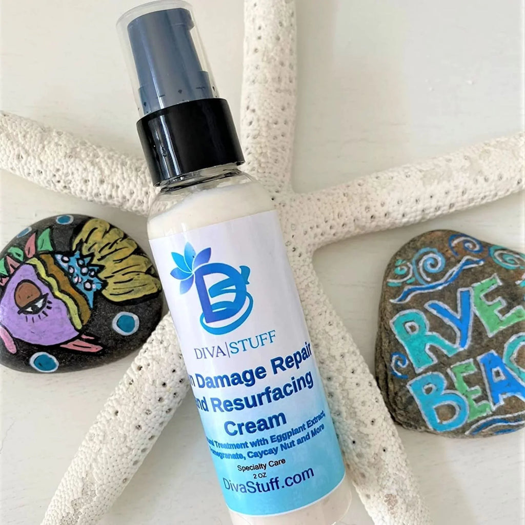 Sun Damage Repair and Resurfacing Cream, For Sun Damaged Skin With Eggplant Extract and Mallow Extract, 2 oz Bottle by Diva Stuff