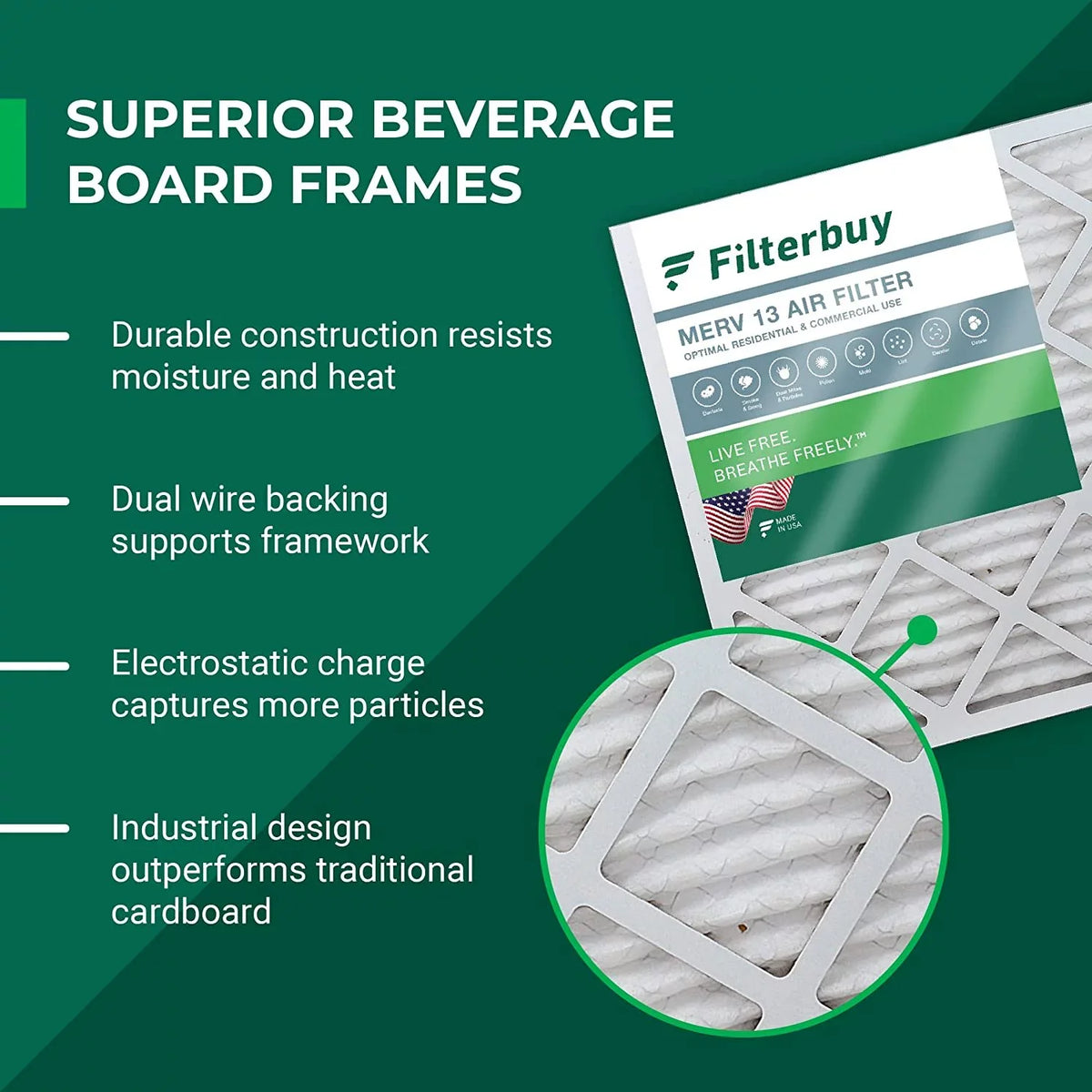 Filterbuy 20x24x4 MERV 13 Pleated HVAC AC Furnace Air Filters (4-Pack)