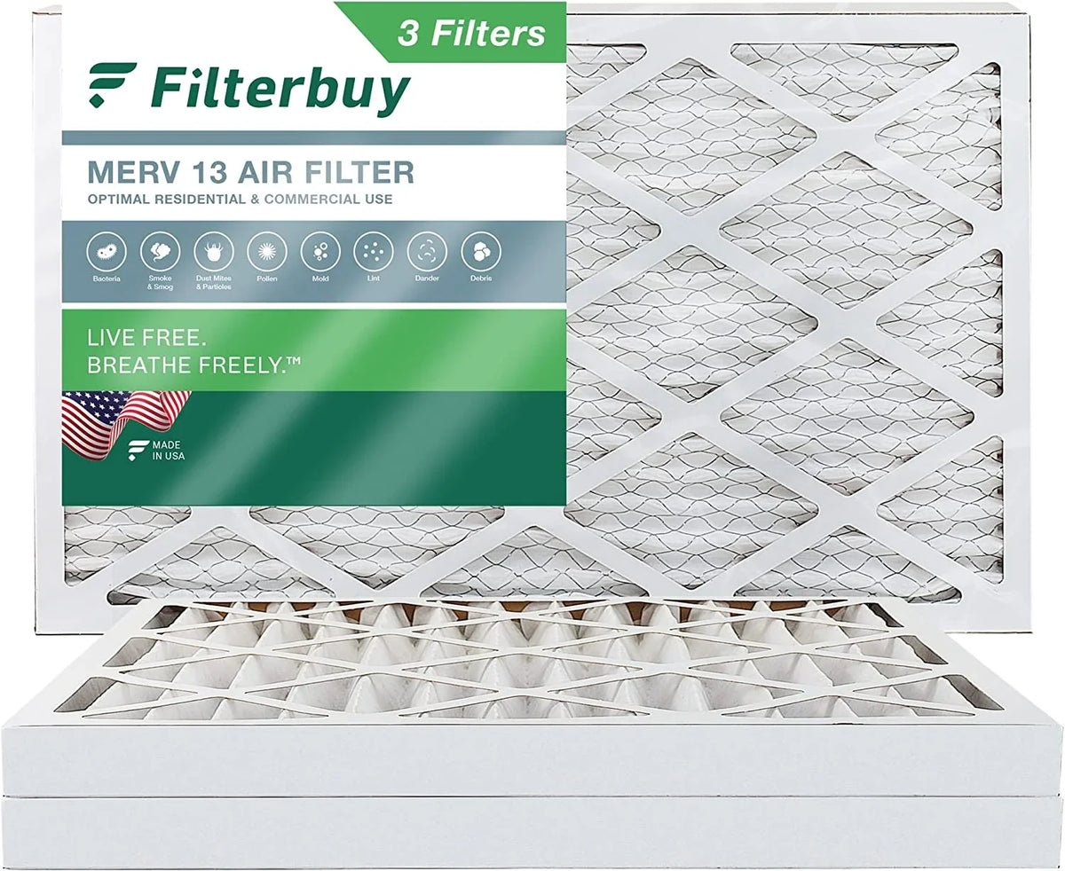 Filterbuy 8x24x2 MERV 13 Pleated HVAC AC Furnace Air Filters (3-Pack)