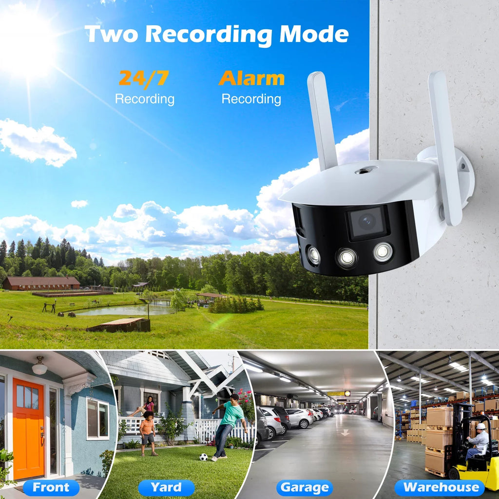 Toguard SC10 2K Wireless Security Camera Outdoor, 180° Ultra-Wide View Dual Lens Bullet Surveillance Camera Wireless Connector