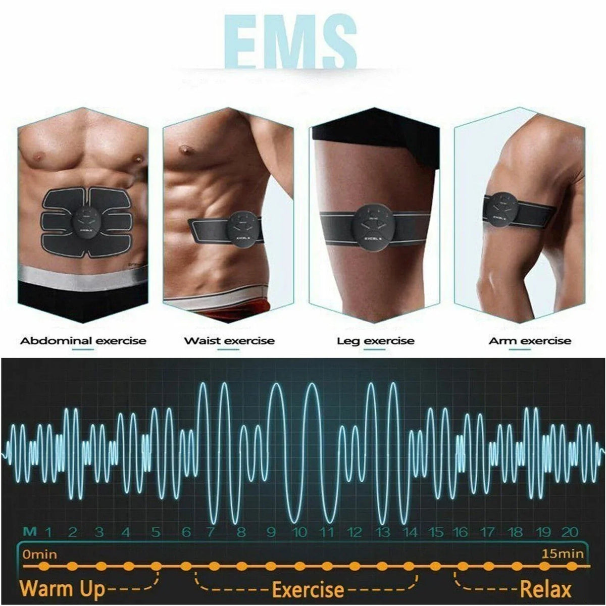 Electric Muscle Toner Fitness Binder Gym Machine ABS Toning Fat Burner Belt
