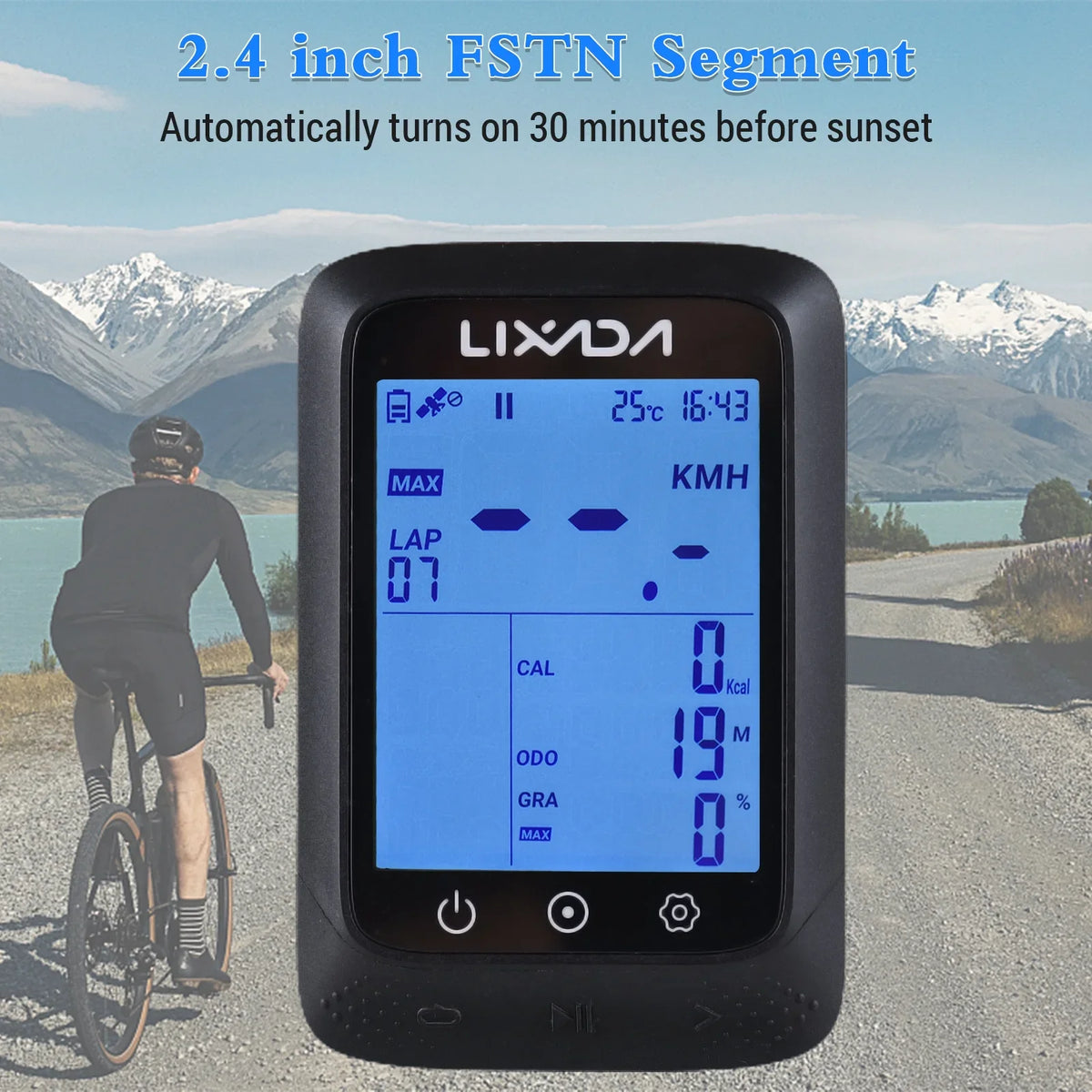 Lixada Wireless Bike GPS Computer with ANT+ Sensor Waterproof 2.3in BT appropriate Strava APP Altitude Gradient