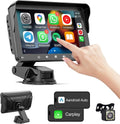 7" HD Double Din Car Stereo, Portable Wireless  Carplay & Android Auto with Backup Camera, IPS Touch Screen Stereo with Bluetooth, Multimedia Player, Car Audio with Mirror Link/AUX/FM