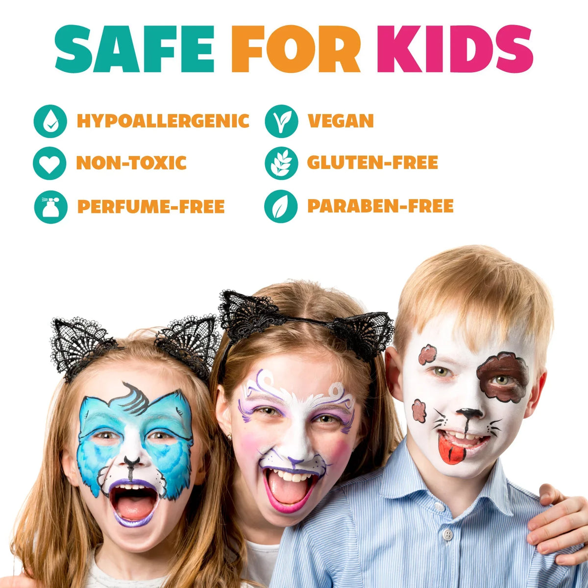 Kraze FX Celebration Professional Face Painting One Stroke Split Cake Palette, aqua Activated, Hypoallergenic, Safe, Non Toxic Halloween Party Makeup Face Paint Kit for Sensitive Skin, Kids & Adults