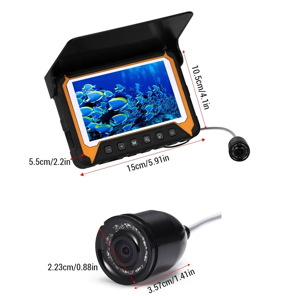 Underwater Fishing Camera 5in LCD , 120° Wide Angle, 500,000 Pixels, 8 Pcs IR Night Vision Suitable for River/Ice Fishing