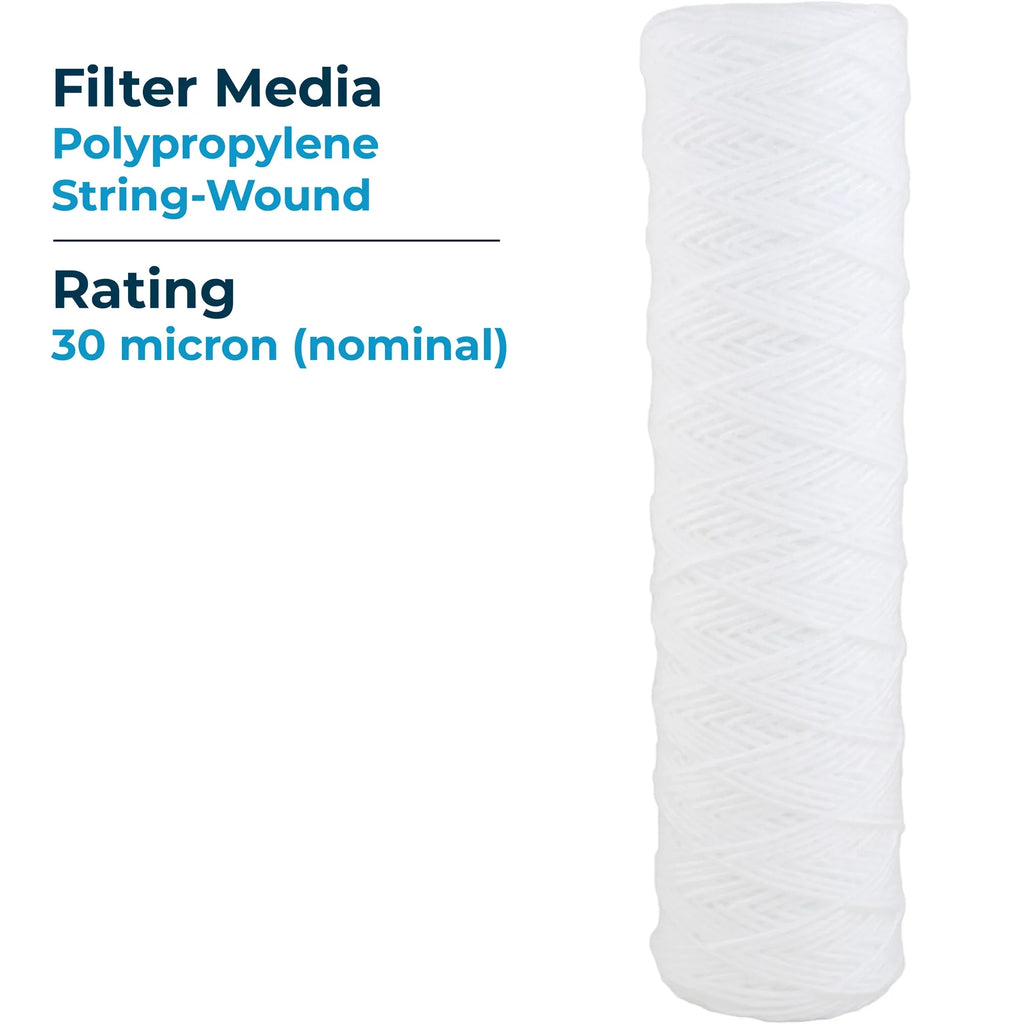 SpiroPure 10 x 2.5" String Wound Polypropylene Filter, 30 Micron (24 Pack)