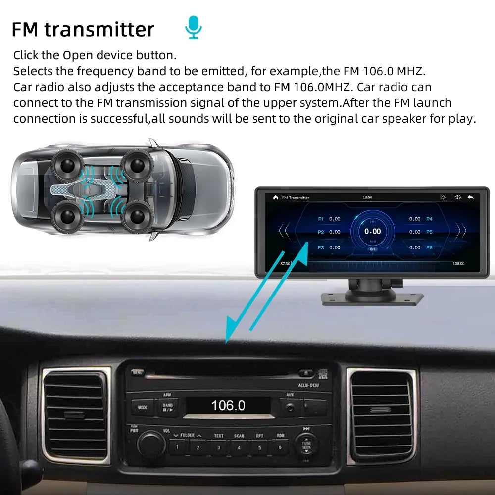 Polarlander Wireless  Carplay Car Stereo GPS Navigation, 9.3 Inch Touch Car Play Screen Audio Car Radio Receiver with Android Auto, Bluetooth,Backup Camera, Recorder AUX, TF, Multimedia Player