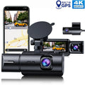 4K Dash Cam Front and Rear TOGUARD 3 Channel Front Inside Rear Dash Camera Car Camera with IR Night Vision, GPS, Loop Recording, G-sensor, Parking Monitor, Motion Detection