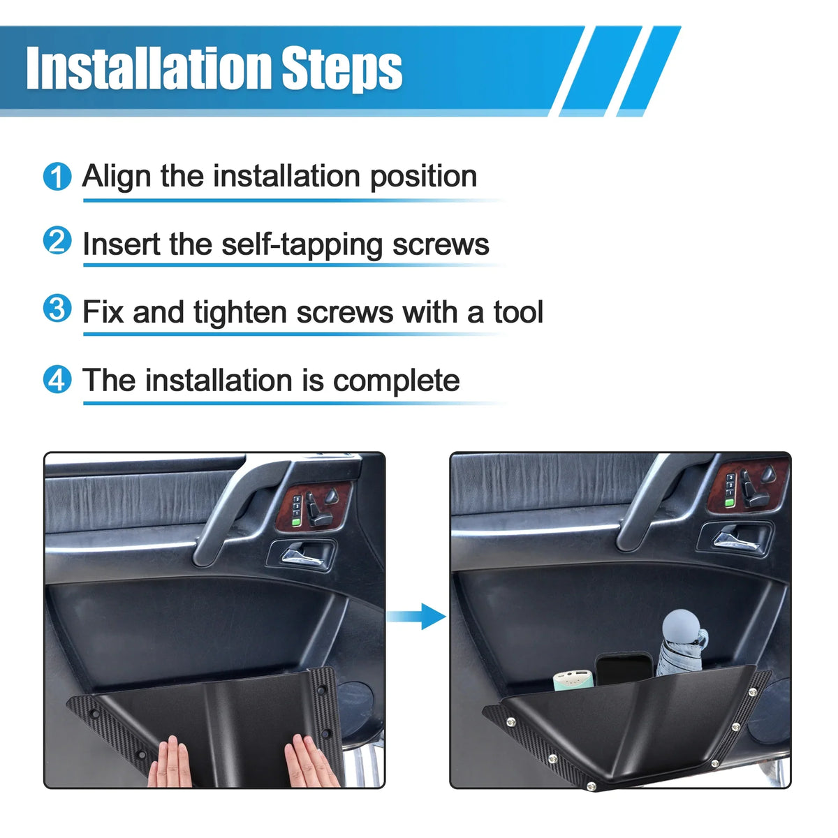 Unique Bargains 1 Pair Front Door Storage Pockets Panels Organizer Box for  Bronco 2021 2022 2/4 Door Accessories