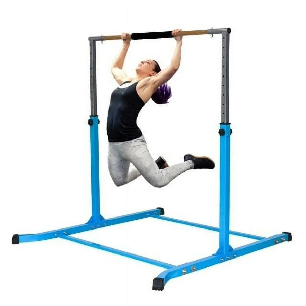Adjustable Blue Gymnastics Bar for Kids - Expandable Junior Training Bar with Heavy-Duty Curved Legs - Ideal for Children's Gymnastics (Walmart Exclusive)