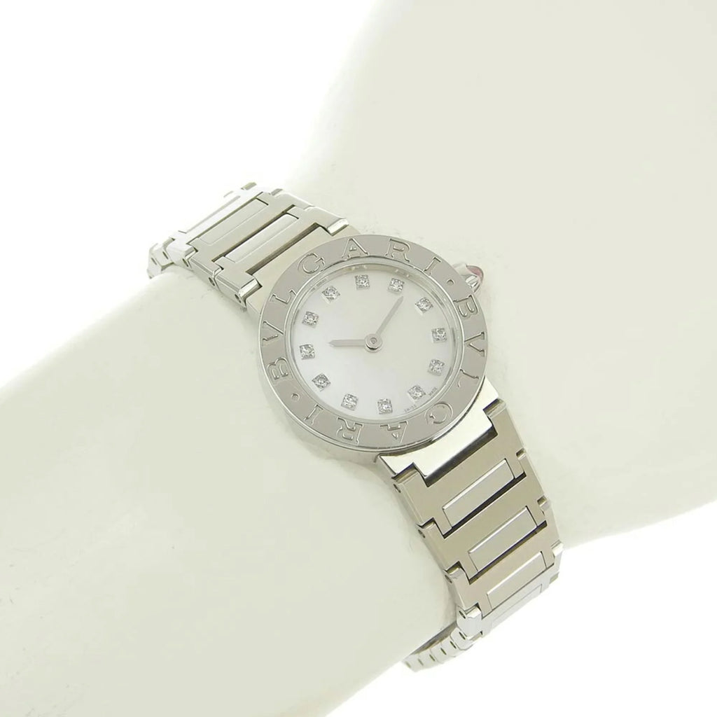Pre-Owned Bulgari BVLGARI Battery Watch 12P Diamond Mother of Pearl Shell Dial BB23S 103095 (Like New)
