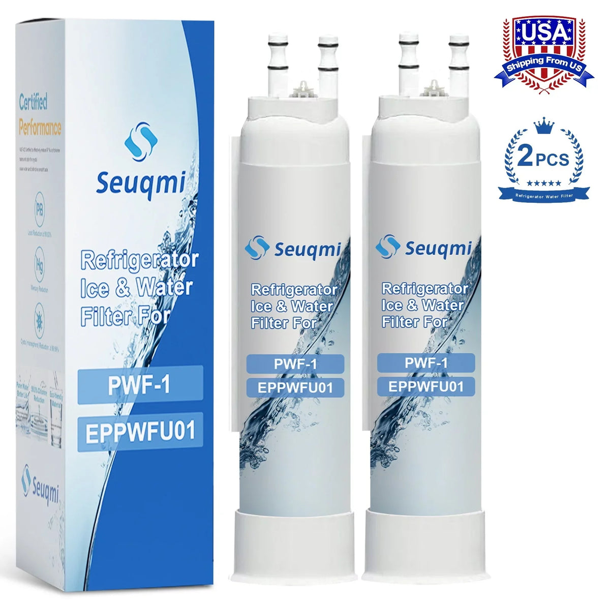 2Pack Seuqmi brand aqua and ice filters are suitable with Frigidaire®PurePour PWF-1 FPPWFU01
