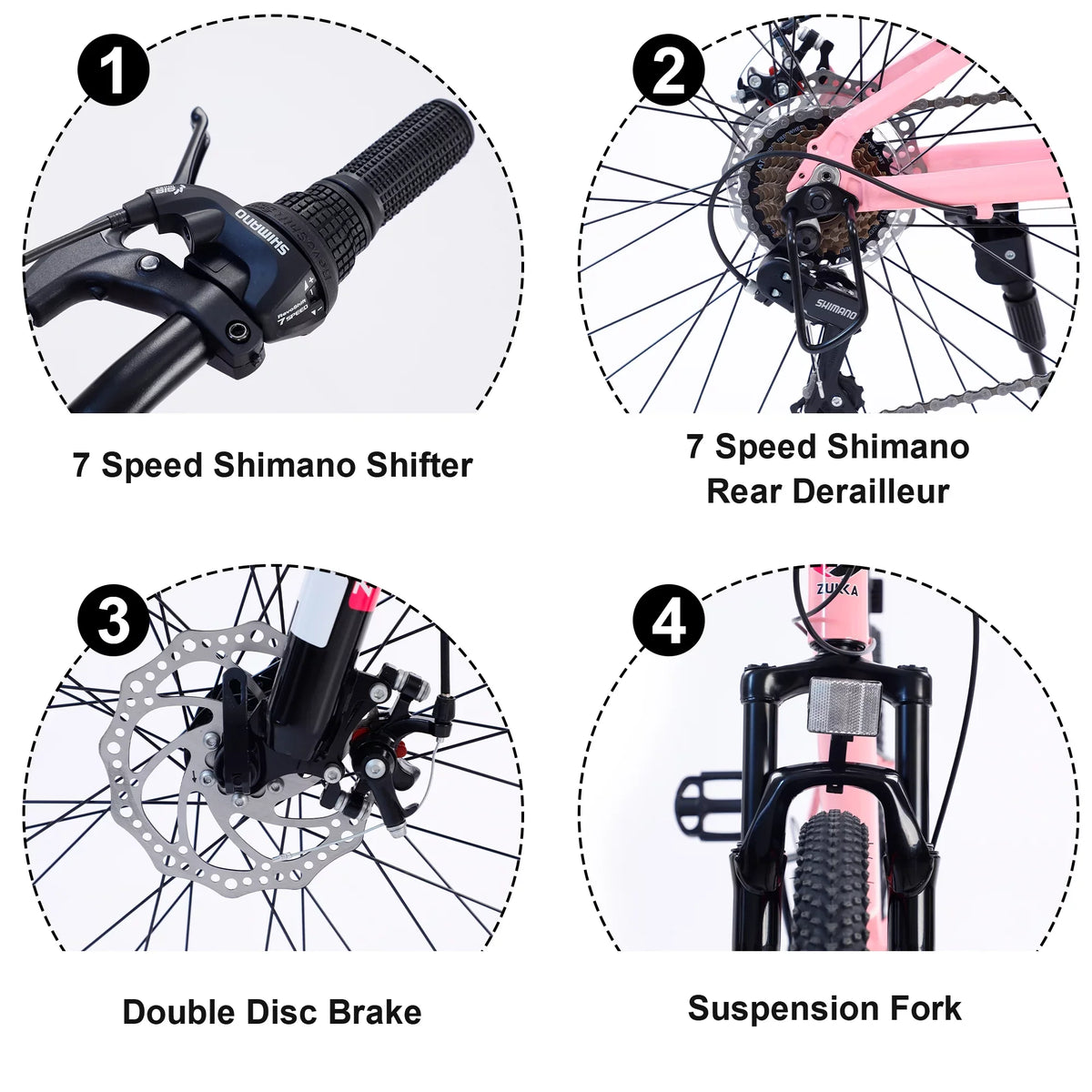 GUTALOR 24-Inch Mountain Bike for Boys and Girls - 7-Speed, Ideal for Young Riders