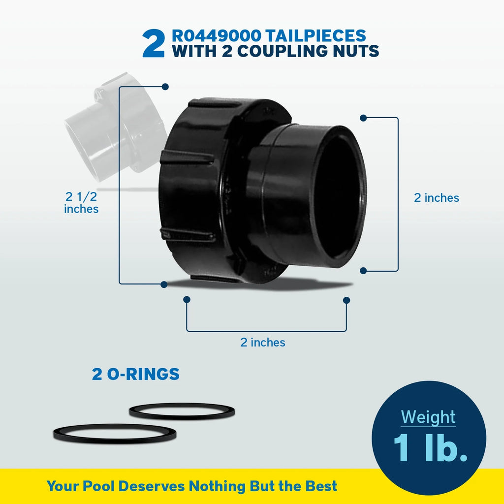 Zodiac Tail Piece w/O-Ring & Coupling Nut for Jandy Pool/Spa Heaters