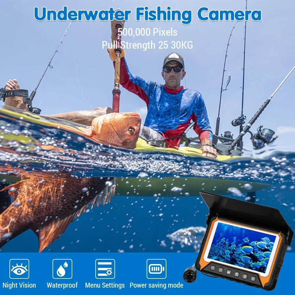 Underwater Fishing Camera 5in LCD , 120° Wide Angle, 500,000 Pixels, 8 Pcs IR Night Vision Suitable for River/Ice Fishing