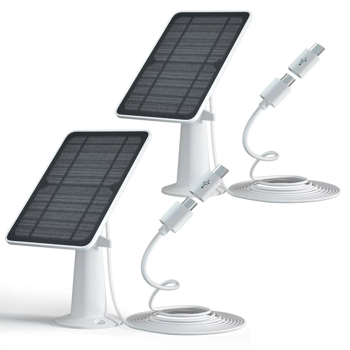 2Pack Solar Panels for security camera,eufy solar panel charger,5V 4W Solar Panel Kit for Eufy Eufycam Cam Rechargeable Battery Surveillance Cam Micro USB Type-C Port