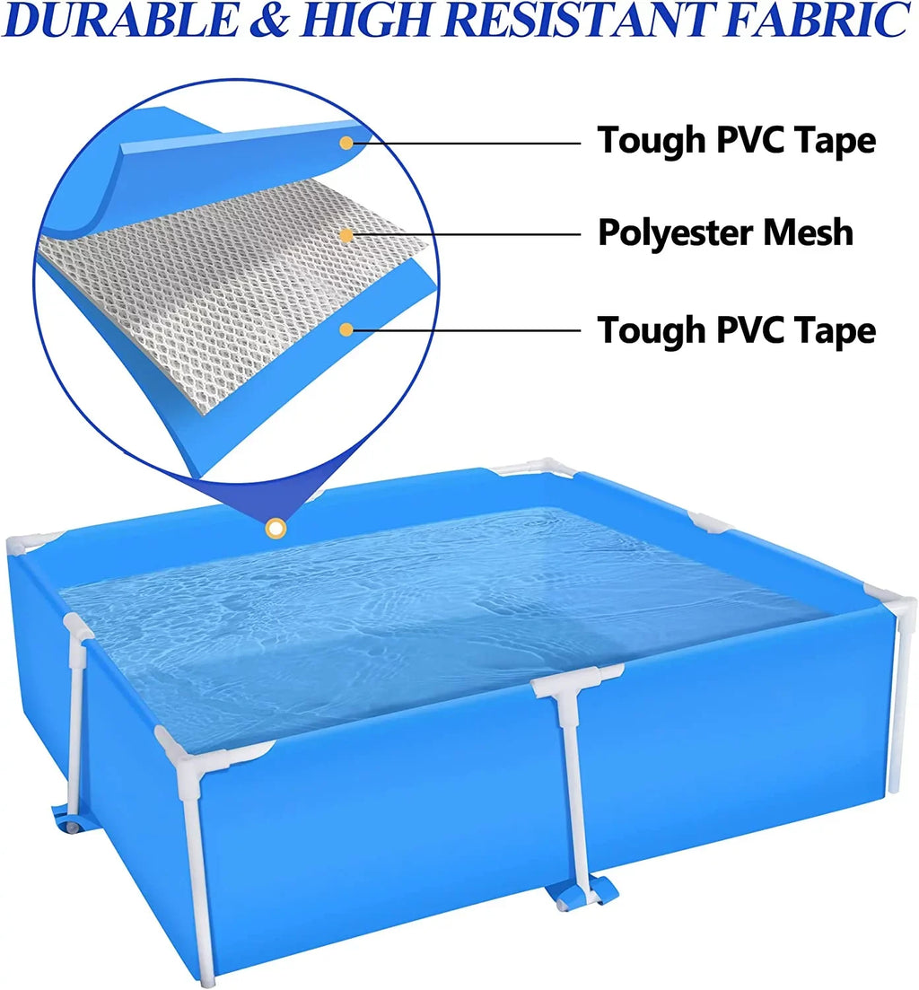 COVERONICS 59x59 Metal Frame Pool Summer - COVERONICS Swimming Pool for Summer aqua Play, Outdoor Indoor Pool Ball/Sand Pit for Backyard Party