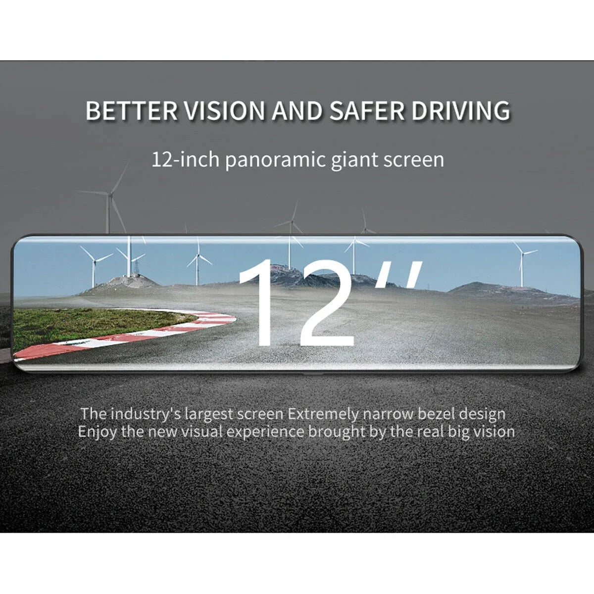 4K 12" Car Dual Dash Cam, Dual Camera Front and Rear Backup Camera Waterproof Super Night Vision, Parking Monitoring, Reversing Assistance
