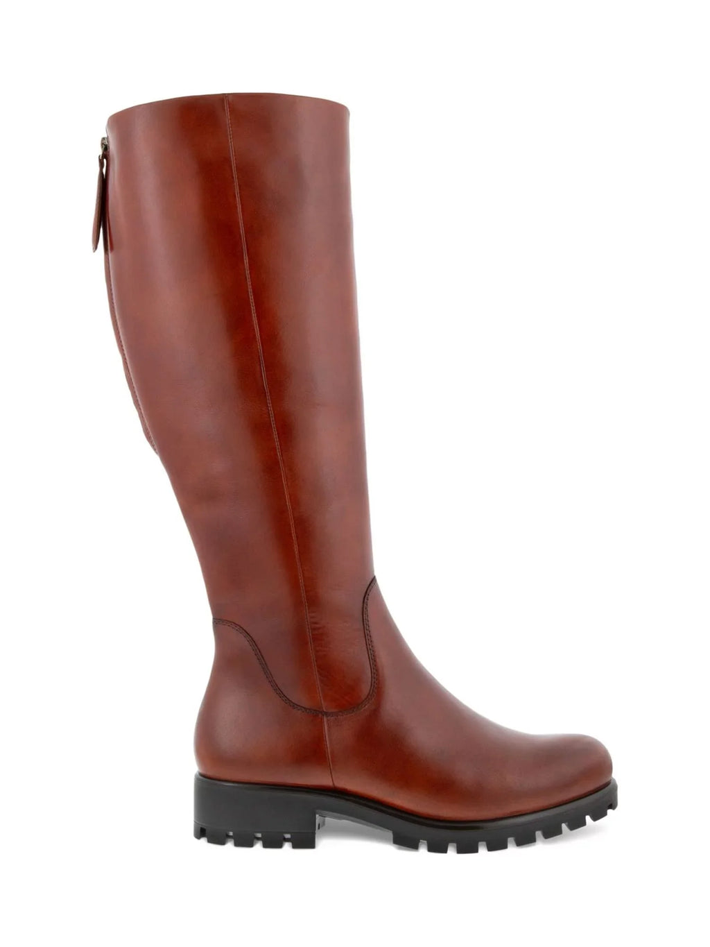 ECCO Womens Cognac Brown Back Zip For Calf Width Adjustment moisture protected Modtray Round Toe Block Heel Zip-Up Leather Boots Shoes 38