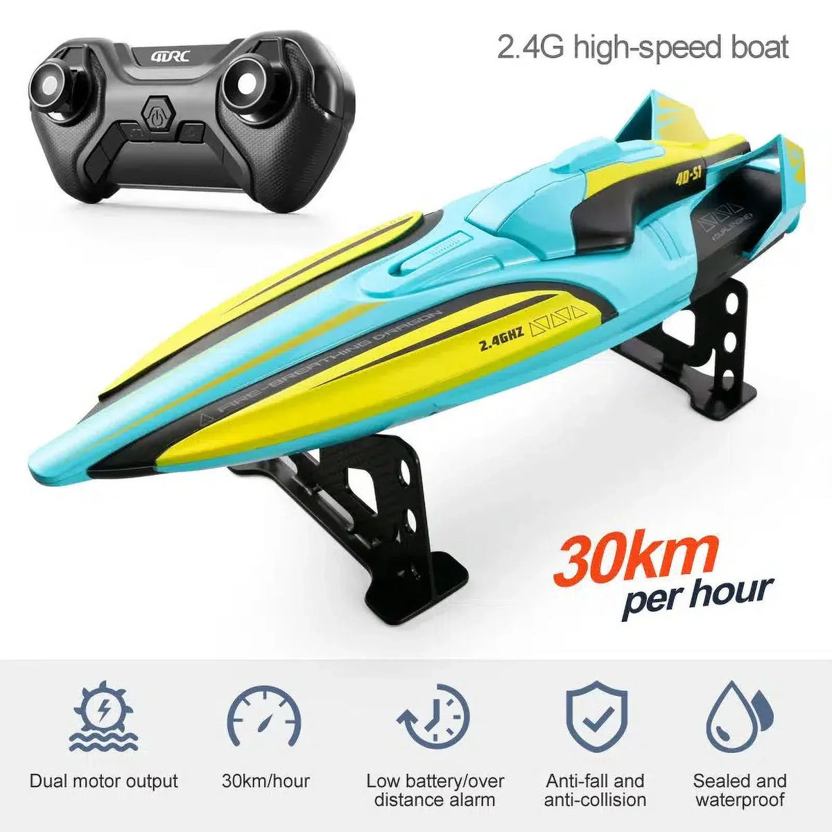 ship With 2 Battery  Dual Motors  2.4G High Speed 30km/h Remote Control craft For Pools And Lakes   Boats Toys Gift For Adults And Kids