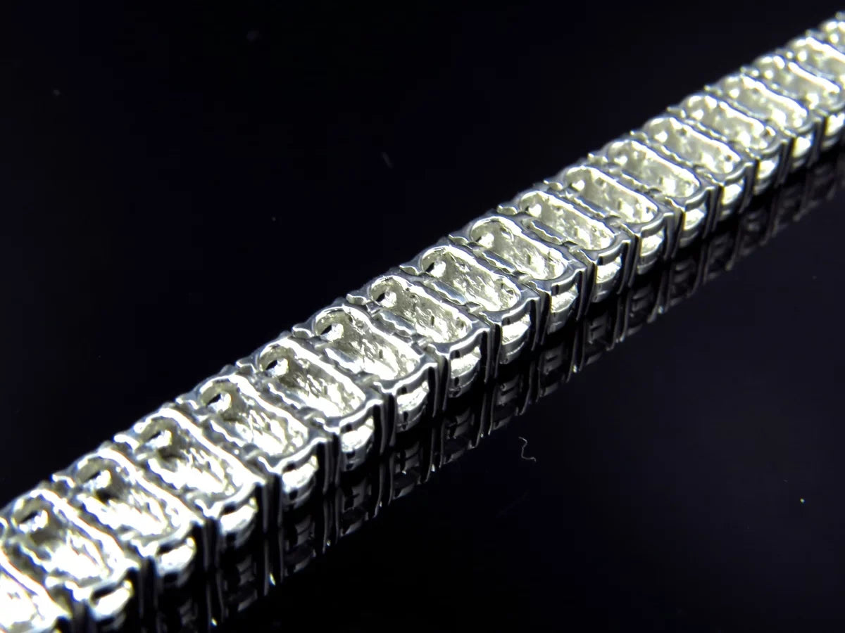 2 Row Diamond 8 Inch Bracelet Plated in White Gold