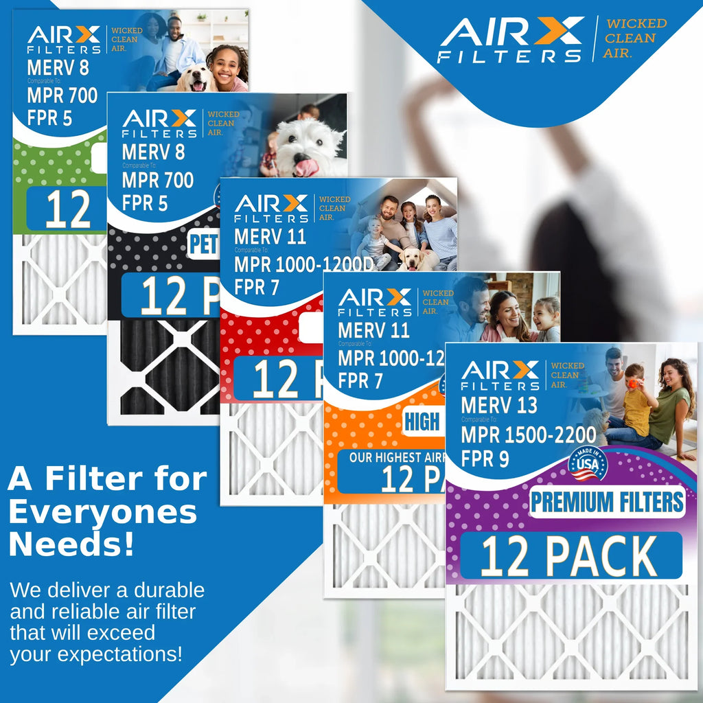 30x30x1 Air Filter MERV 13 Rating, 12 Pack of Furnace Filters Comparable to MPR 1500 - 2200 & FPR 9 - Made in USA by AIRX FILTERS WICKED CLEAN AIR.