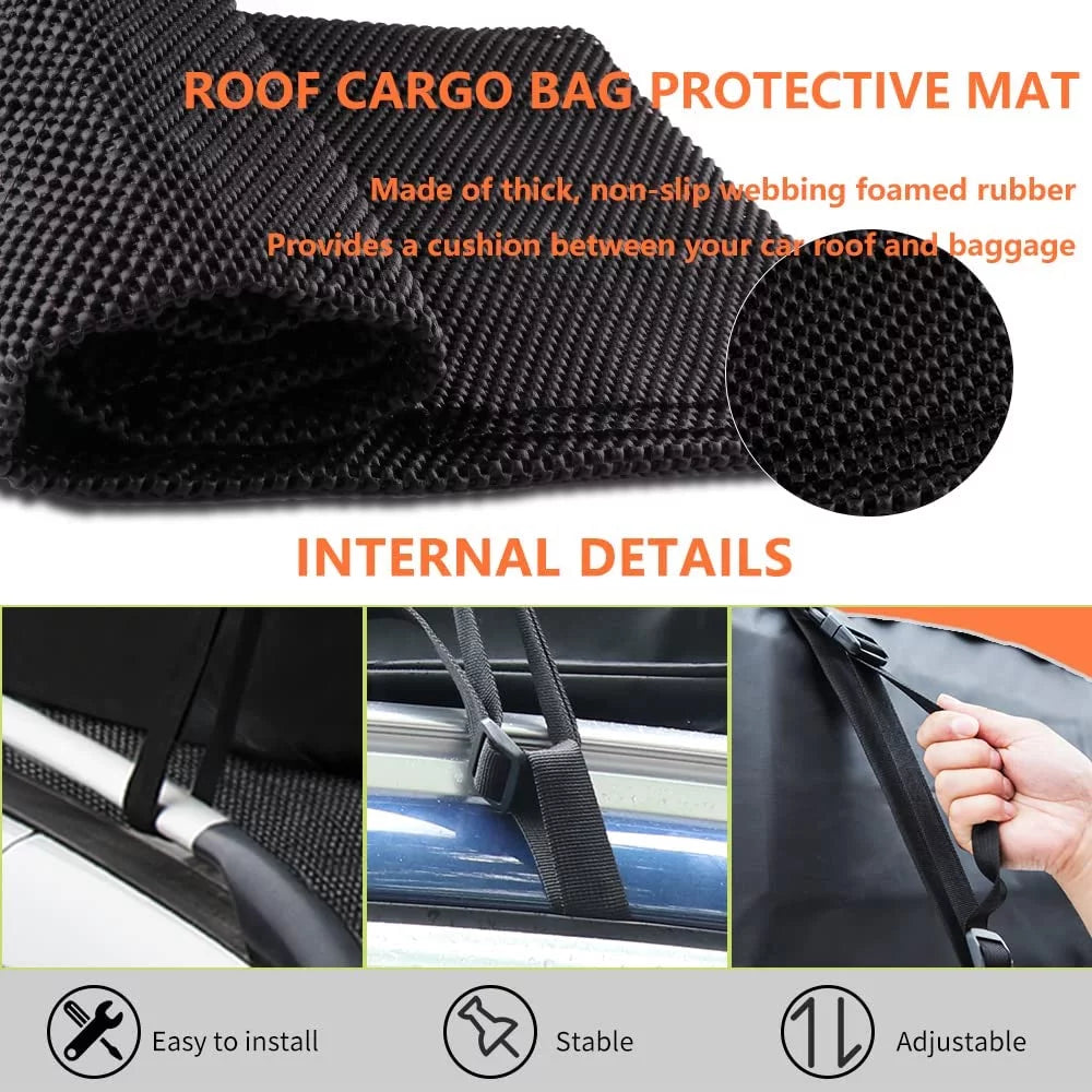 LUCKUP Roof Rack Car Cargo Carrier Bag,18.5 Cubic Ft Rooftop Box, Waterproof &Durable with Anti-Slip Mat, Heavy Duty Wide Straps and Buckles, appropriate for All Car Models (Black & Orange)