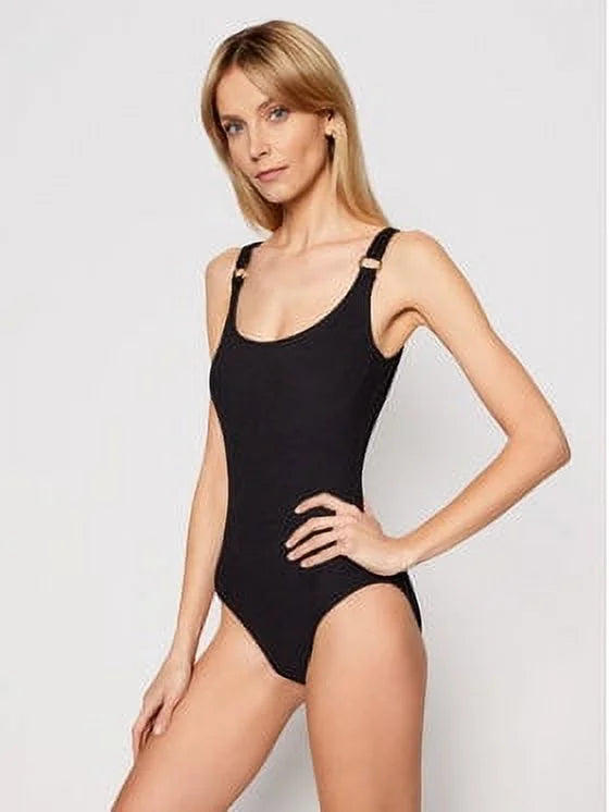 Michael Kors BLACK Logo Underwire One-Piece Swimsuit, US 4