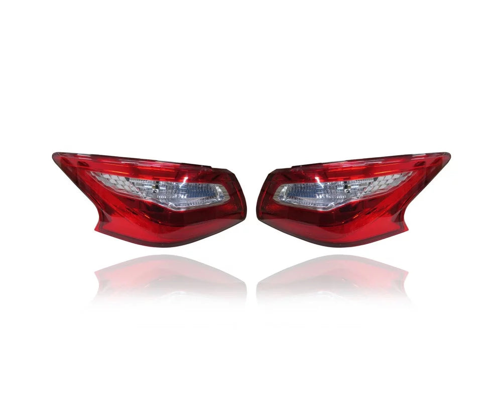 Tail Light Assembly - matching/Replacement for '18-18 Nissan Altima Sedan S/SV/SL - Outer On Body, Standard Red Lens - Pair, Left Driver + Right Passenger Set - 265509HU0A, 265559HU0A CAPA