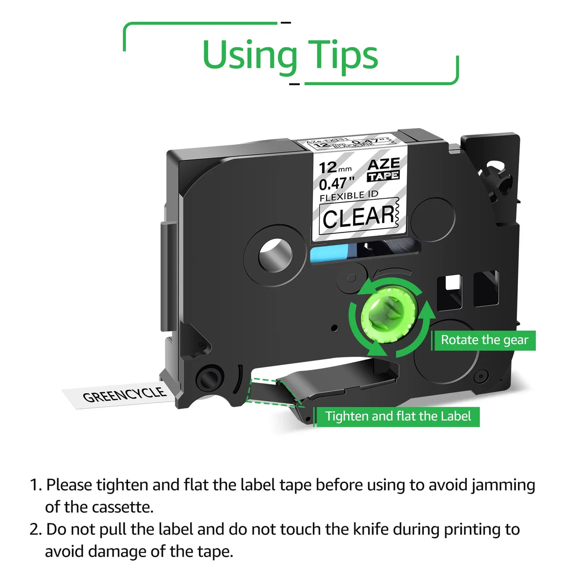 GREENCYCLE 6PK matching for Brother P-touch 12mm x 8m Black on Clear TZ TZe TZe-FX131 TZ-FX131 TZe-131 TZ-131 Flexible ID Cable Wire Label Tape