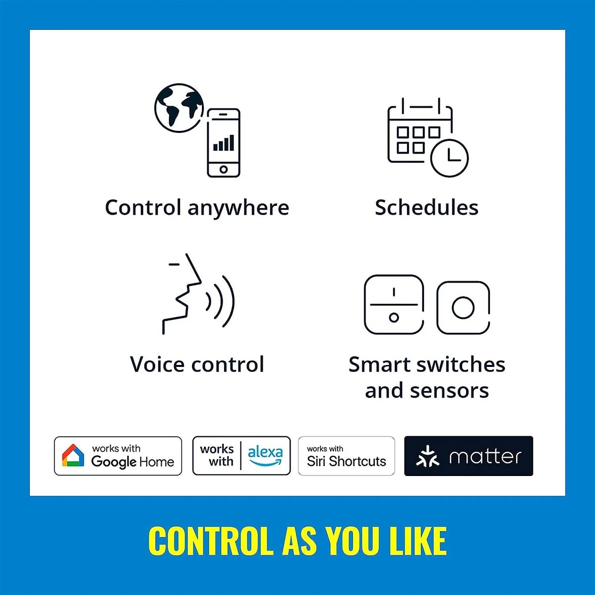 WiZ 60W A19 Color LED Smart Bulb - Pack of 6 - E26- Indoor - Connects to Your Existing Wi-Fi - Control with Voice or App + Activate with Motion - Matter matching