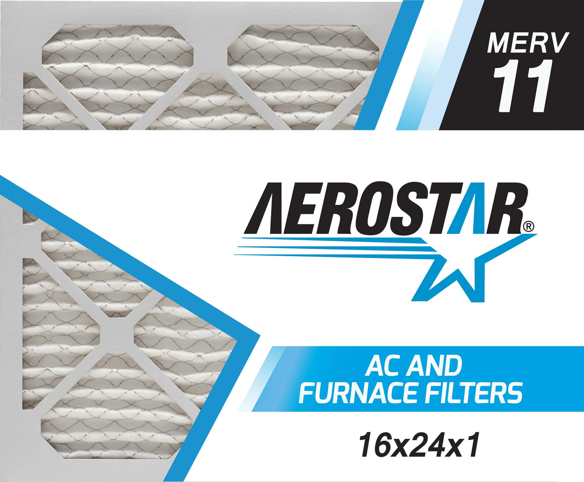 Aerostar 16x24x1 MERV  11, Pleated Air Filter, 16x24x1, Box of 4, Made in the USA