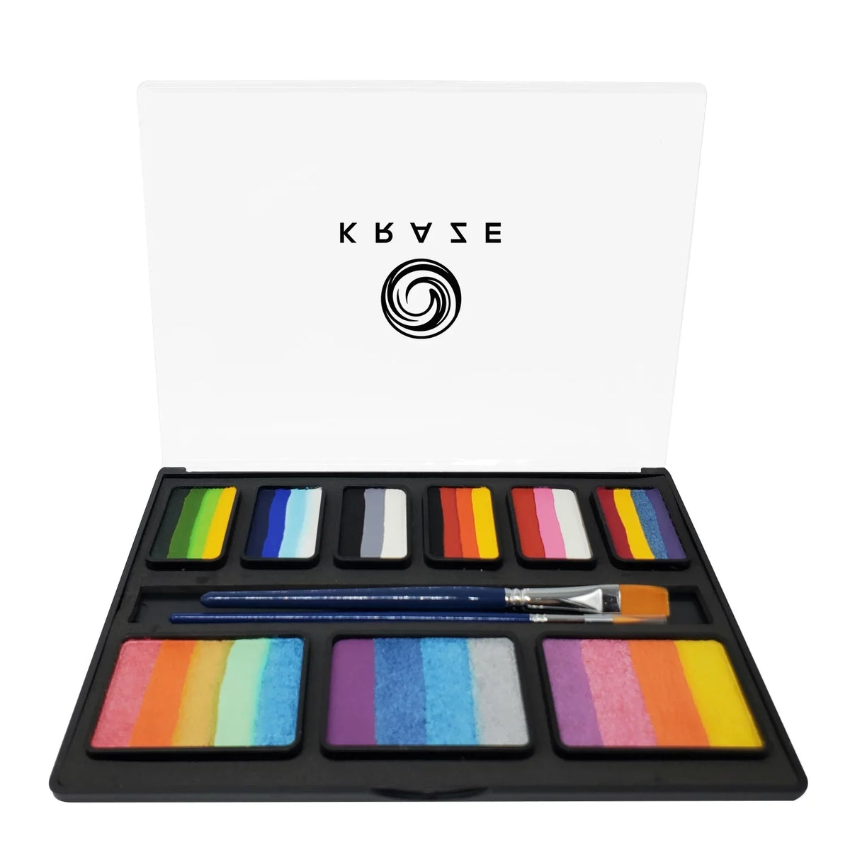 Kraze FX Celebration Professional Face Painting One Stroke Split Cake Palette, aqua Activated, Hypoallergenic, Safe, Non Toxic Halloween Party Makeup Face Paint Kit for Sensitive Skin, Kids & Adults