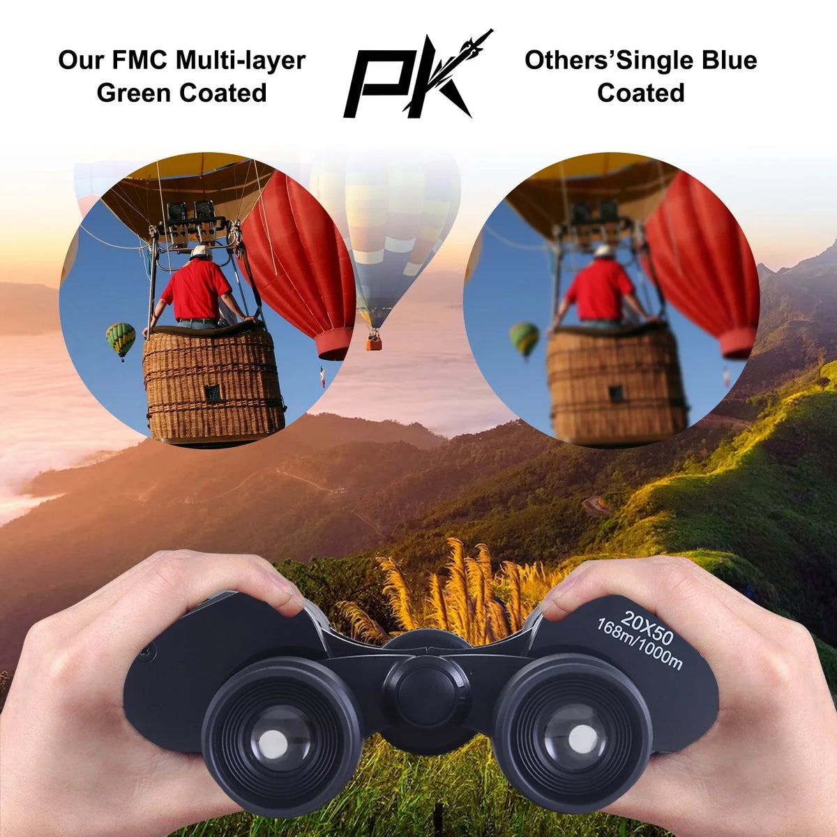 20x50 Binoculars for Adults Kids, Low Light Night Vision, Clear BAK4 Prism FMC Lens, For Bird Watching, Outdoor Sightseeing