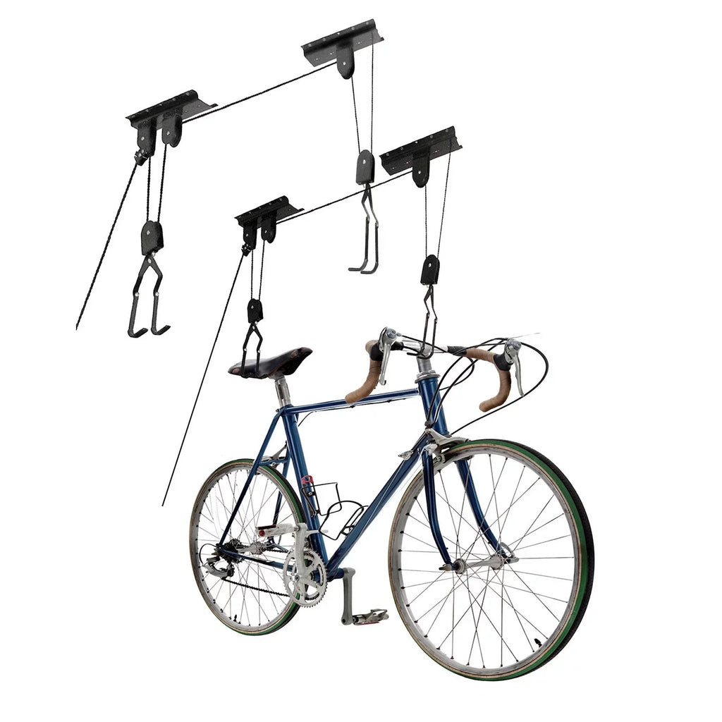 excellent WORKING TOOLS Bike Hoist for Garage Ceiling Mount Pulley System Bike Storage, 55 Lbs Limit, Set Of 2 Bike Hangers for Garage Storage