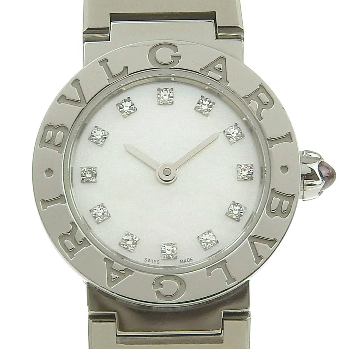 Pre-Owned Bulgari BVLGARI Battery Watch 12P Diamond Mother of Pearl Shell Dial BB23S 103095 (Like New)